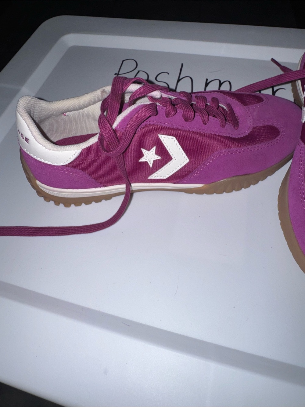 Converse Women’s Purple Suede Low-Top Sneakers - Picture 2 of 5
